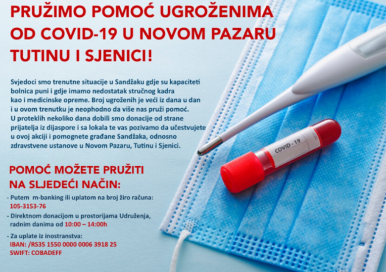 Poziv za pomoć ugroženima od COVID-19 u Novom Pazaru, Tutinu i Sjenici