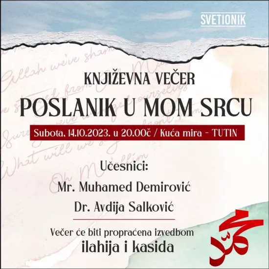 Poziv za književnu večer “Poslanik u mom srcu” u Tutinu