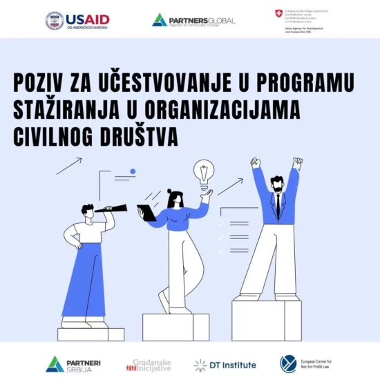 POZIV ZA UČESTVOVANJE U PROGRAMU STAŽIRANJA U ORGANIZACIJAMA CIVILNOG DRUŠTVA