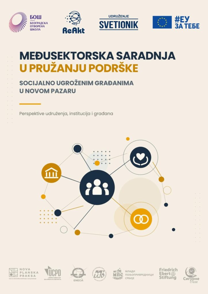 Naslovnica istraživanja – Međusektorska saradnja u pružanju podrške socijalno ugroženim građanima u Novom Pazaru